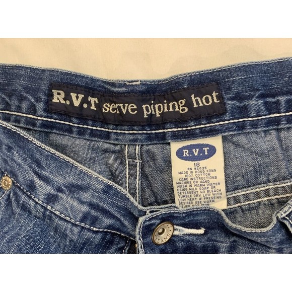 RVT Serve Piping Hot Women's Blue Jeans Denim Size 18 6 Pockets - Picture 11 of 13